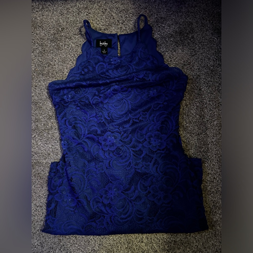 Blue lace semi formal dress